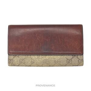 🔴 Gucci Snap Long Wallet - GG Supreme Brown